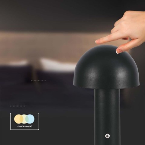 Lampka stołowa nocna V-TAC 1W LED 25cm ładowanie USB ściemnianie czarna VT-1047 3000K-6000K 200lm