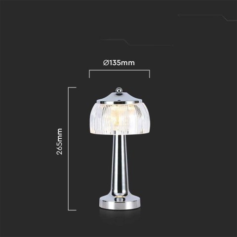 Lampka stołowa nocna V-TAC 1W LED 26cm ładowanie USB ściemnianie chrom VT-1048 3000K-6000K 55lm