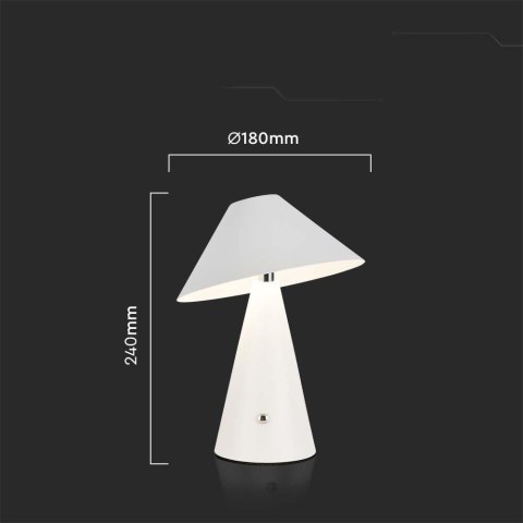 Lampka stołowa nocna V-TAC 3W LED 24cm ładowanie USB ściemnianie biała VT-1051 3000K-6000K 200lm
