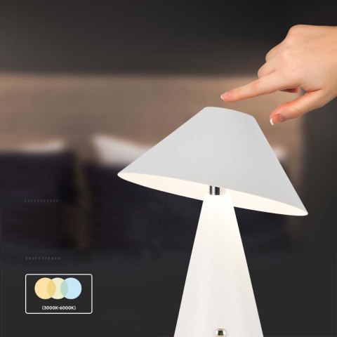 Lampka stołowa nocna V-TAC 3W LED 24cm ładowanie USB ściemnianie biała VT-1051 3000K-6000K 200lm