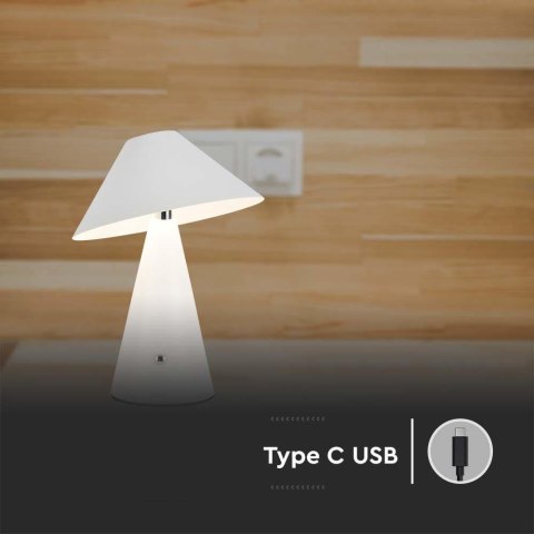 Lampka stołowa nocna V-TAC 3W LED 24cm ładowanie USB ściemnianie biała VT-1051 3000K-6000K 200lm