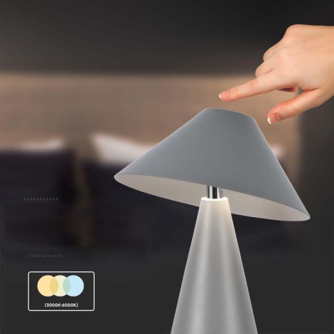 Lampka stołowa nocna V-TAC 3W LED 24cm ładowanie USB ściemnianie szara VT-1051 3000K-6000K 200lm