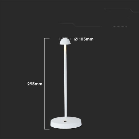 Lampka stołowa nocna V-TAC 3W LED 29cm ładowanie USB ściemnianie biała VT-1073 3000K-6000K 130lm