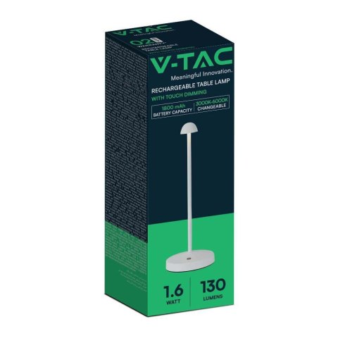 Lampka stołowa nocna V-TAC 3W LED 29cm ładowanie USB ściemnianie biała VT-1073 3000K-6000K 130lm