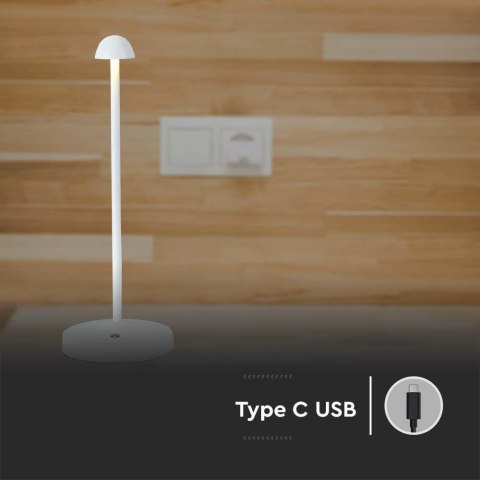 Lampka stołowa nocna V-TAC 3W LED 29cm ładowanie USB ściemnianie biała VT-1073 3000K-6000K 130lm