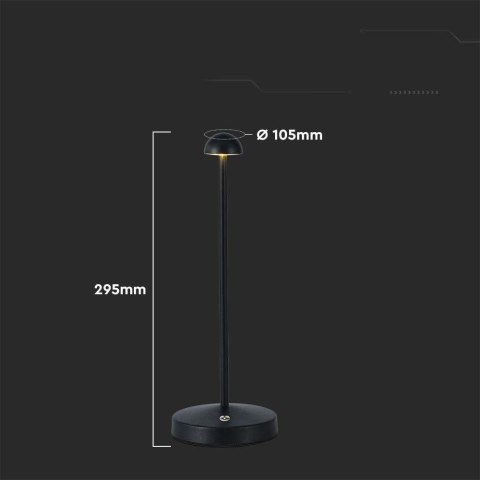 Lampka stołowa nocna V-TAC 3W LED 29cm ładowanie USB ściemnianie czarna VT-1073 3000K-6000K 130lm