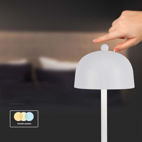 Lampka stołowa nocna V-TAC 3W LED 30cm ładowanie USB ściemnianie biała VT-1052 3000K-6000K 200lm