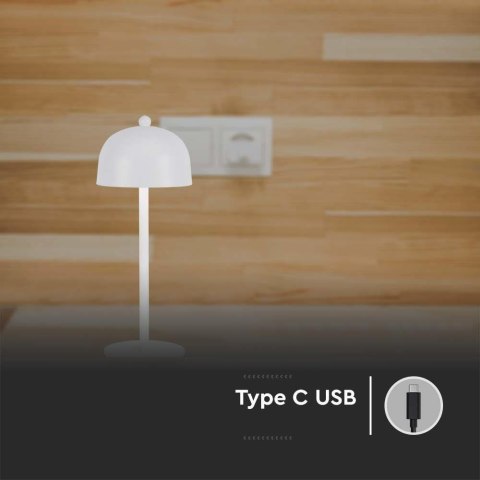 Lampka stołowa nocna V-TAC 3W LED 30cm ładowanie USB ściemnianie biała VT-1052 3000K-6000K 200lm