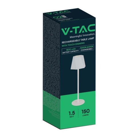Lampka stołowa nocna V-TAC 4W LED 37cm ładowanie USB ściemnianie biała VT-1034 3000K-6000k 150lm