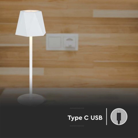 Lampka stołowa nocna V-TAC 4W LED 37cm ładowanie USB ściemnianie biała VT-1034 3000K-6000k 150lm