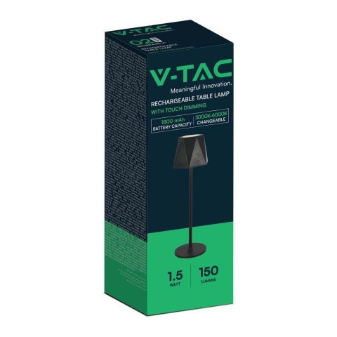 Lampka stołowa nocna V-TAC 4W LED 37cm ładowanie USB ściemnianie czarna VT-1034 3000K-6000K 150lm