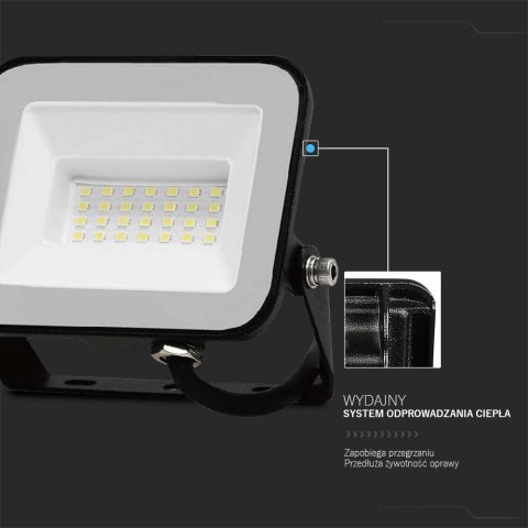 Naświetlacz LED V-TAC 30W SAMSUNG CHIP PRO-S czarny VT-44030 6500K 2505lm 5 lat gwarancji