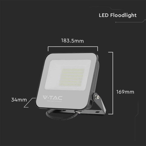 Naświetlacz LED V-TAC 50W 185Lm/W czarny VT-4456 6500K 9250lm