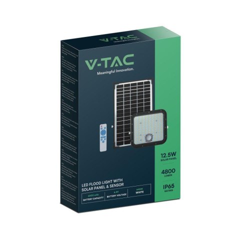 Naświetlacz LED solarny V-TAC 30W IP65 pilot timer LiFePO 6.4V 6000mA czarny VT-432 4000K 4800lm 3 lata gwarancji