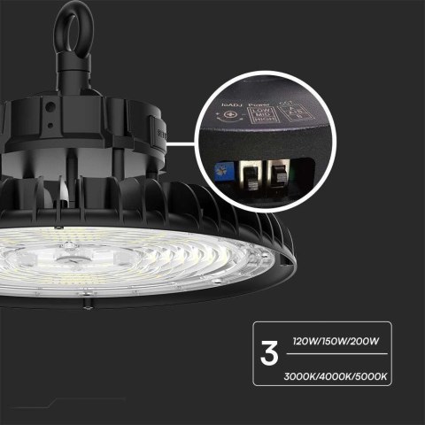 Oprawa V-TAC LED high bay LIFUD driver 0-10V 160Lm/W 120W/150W/200W VT-90202 3000K+4000K+5000K 32000lm 5 lat gwarancji