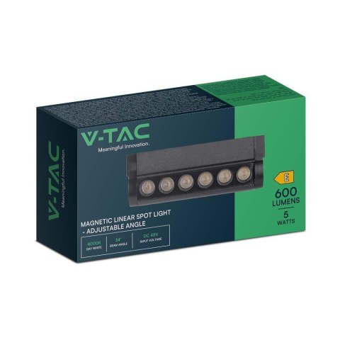 Oprawa projektor szynoprzewód magnetyczny 48V V-TAC 5W LED 34st VT-4205 3000K 600lm 3 lata gwarancji