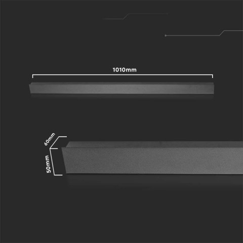 Oprawa ścienna elewacyjna LED linia V-TAC 16W IP65 antracyt 100cm VT-1176 4000K 2250lm