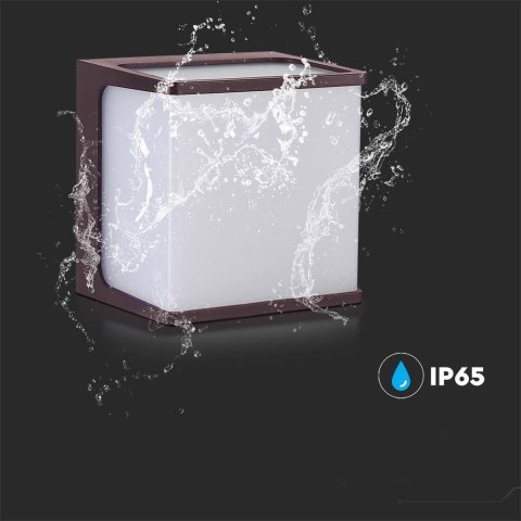 Oprawa ścienna ogrodowa V-TAC 8W LED IP65 120x120 brązowa VT-708 3000K 750lm