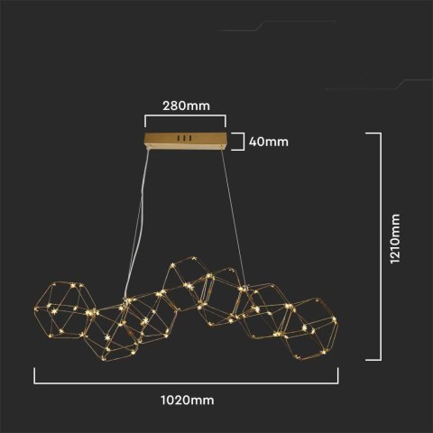 Oprawa zwieszana V-TAC 28W LED złota VT-7918 3000K 2700lm