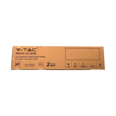 Panel LED V-TAC 40W 120x30 3w1 natynkowy/podtynkowy VT-6147 4000K 4400lm