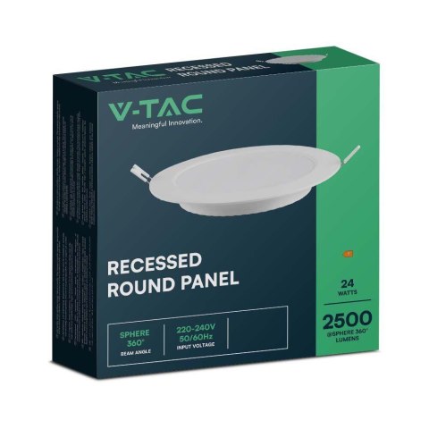 Panel LED V-TAC wpuszczany premium downlight 24W okrągły fi300 VT-61024 3000K 2500lm