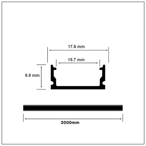 Profil do LED zestaw, ALU anodowany cienkościenny V-TAC 2mb klosz mleczny 17,4x7mm VT-8113