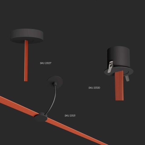 Klips 36x25mm szynoprzewód taśmowy 48V V-TAC czarne 3 lata gwarancji