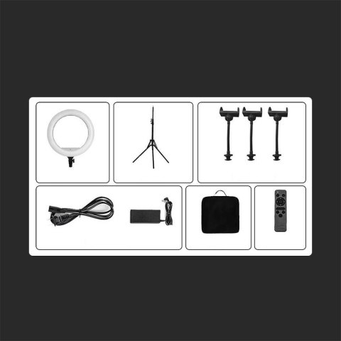 Lampa pierścieniowa LED ring na 3 telefony V-TAC 55W fi44cm statyw pilot etui VT-45055 3200K-5500K 6000lm