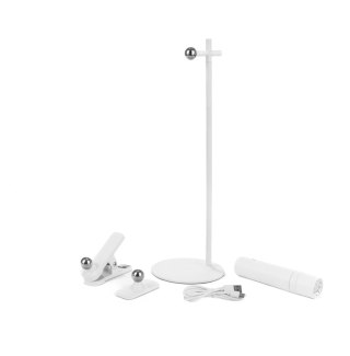 Lampka biurkowa V-TAC 4w1 37cm kinkiet klips latarka 3W LED biała VT-7413 4000K 300lm