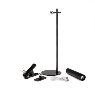 Lampka biurkowa V-TAC 4w1 37cm kinkiet klips latarka 3W LED czarna VT-7413 4000K 300lm