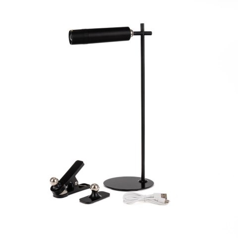 Lampka biurkowa V-TAC 4w1 37cm kinkiet klips latarka 3W LED czarna VT-7413 4000K 300lm