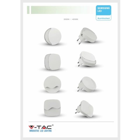 Lampka nocna do gniazdka LED z USB V-TAC SAMSUNG CHIP okrągła VT-84-RD 3000K 10lm