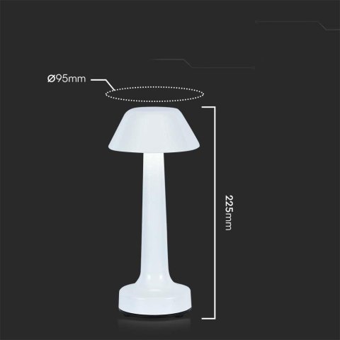 Lampka stołowa nocna V-TAC 2W LED 23cm ładowanie USB CCT ściemnianie biała VT-7566 3000K-6000K 40lm