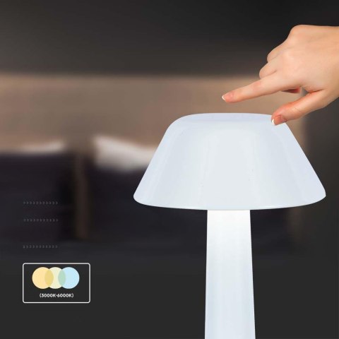 Lampka stołowa nocna V-TAC 2W LED 23cm ładowanie USB CCT ściemnianie biała VT-7566 3000K-6000K 40lm