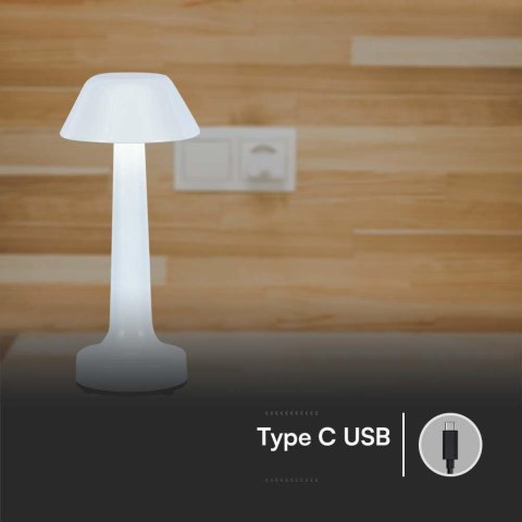 Lampka stołowa nocna V-TAC 2W LED 23cm ładowanie USB CCT ściemnianie biała VT-7566 3000K-6000K 40lm
