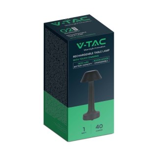 Lampka stołowa nocna V-TAC 2W LED 23cm ładowanie USB CCT ściemnianie czarna VT-7566 3000K-6000K 40lm