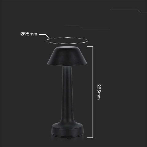Lampka stołowa nocna V-TAC 2W LED 23cm ładowanie USB CCT ściemnianie czarna VT-7566 3000K-6000K 40lm