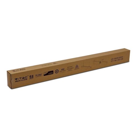 Oprawa V-TAC LED linear SAMSUNG CHIP 60W góra dół do łączenia zwieszana srebrna 120cm VT-7-60-S 4000K 6000lm 5 lat gwarancji