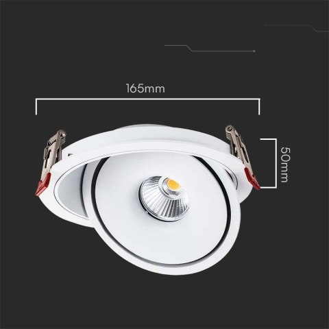 Oprawa V-TAC LED uchylny downlight 20W LED COB CRI90+CCT biała VT-2520 3000K-4000K-6400K 1408lm