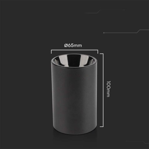 Oprawa sufitowa V-TAC GU10 okrągła natynkowa tuba czarna 65x100mm VT-1131 3 lata gwarancji