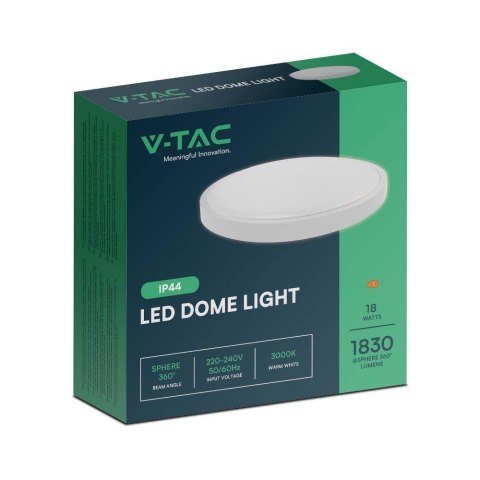 Oprawa sufitowa plafoniera V-TAC 18W LED okrągły 25cm natynkowy IP44 biały VT-8618 4000K 1830lm