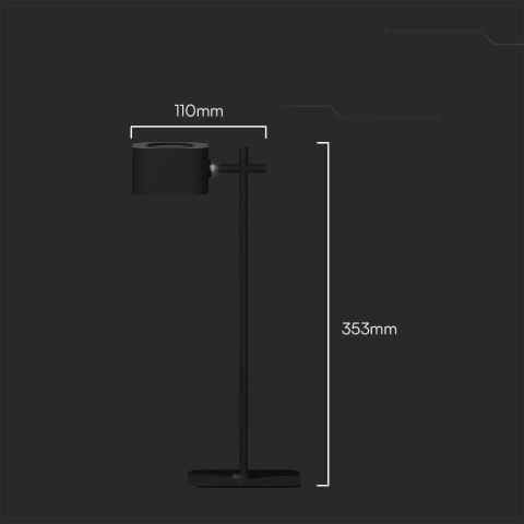 Lampka biurkowa V-TAC 4w1 35cm kinkiet klips latarka 3W LED CCT czarna VT-10115 3000K-6000K 300lm