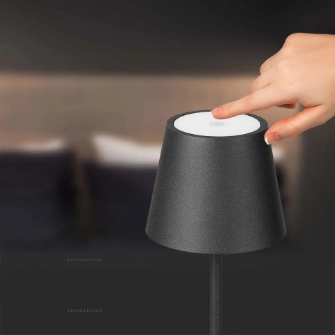 Lampka stołowa nocna V-TAC 1,5W LED 27,5cm ładowanie ściemnianie IP54 czarna VT-7997 3000K 150lm