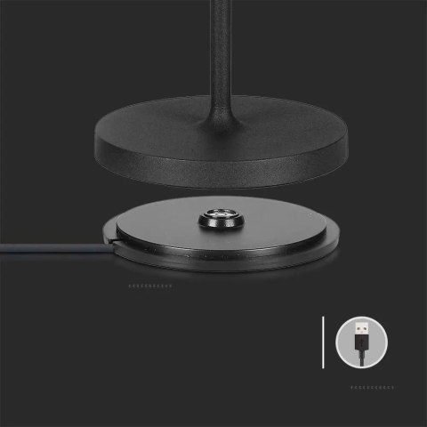 Lampka stołowa nocna V-TAC 1,5W LED 27,5cm ładowanie ściemnianie IP54 czarna VT-7997 3000K 150lm
