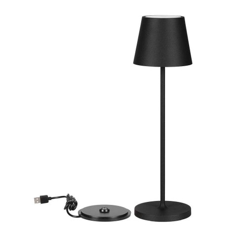Lampka stołowa nocna V-TAC 1,5W LED 27,5cm ładowanie ściemnianie IP54 czarna VT-7997 3000K 150lm