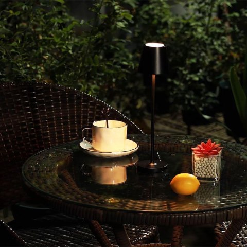 Lampka stołowa nocna V-TAC 1,5W LED 27,5cm ładowanie ściemnianie IP54 czarna VT-7997 3000K 150lm