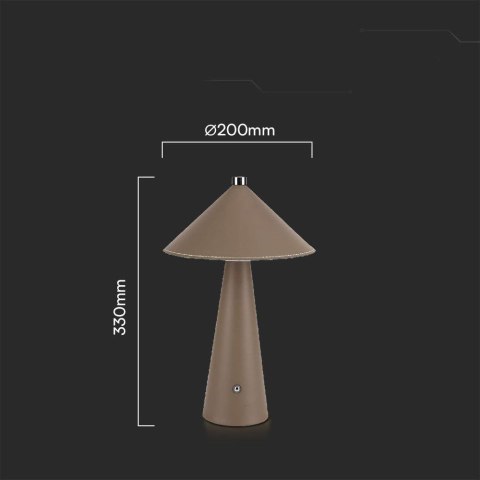 Lampka stołowa nocna V-TAC 3W LED 33cm CCT ładowanie USB-C ściemnianie brązowa skóra VT-10117 3000K-6000K 240lm