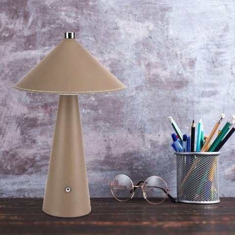 Lampka stołowa nocna V-TAC 3W LED 33cm CCT ładowanie USB-C ściemnianie brązowa skóra VT-10117 3000K-6000K 240lm