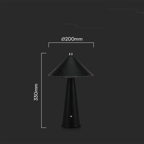 Lampka stołowa nocna V-TAC 3W LED 33cm CCT ładowanie USB-C ściemnianie czarna skóra VT-10117 3000K-6000K 240lm