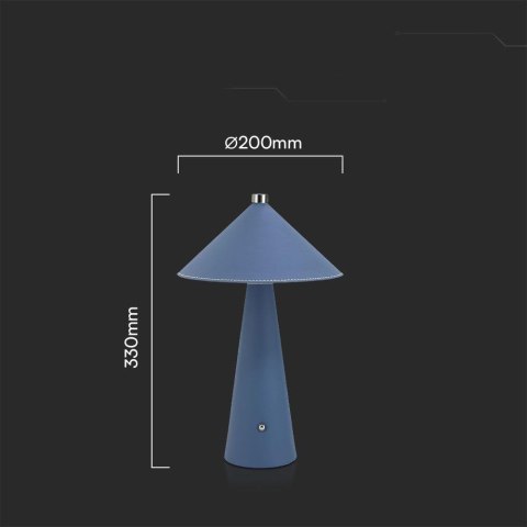 Lampka stołowa nocna V-TAC 3W LED 33cm CCT ładowanie USB-C ściemnianie niebieska skóra VT-10117 3000K-6000K 240lm